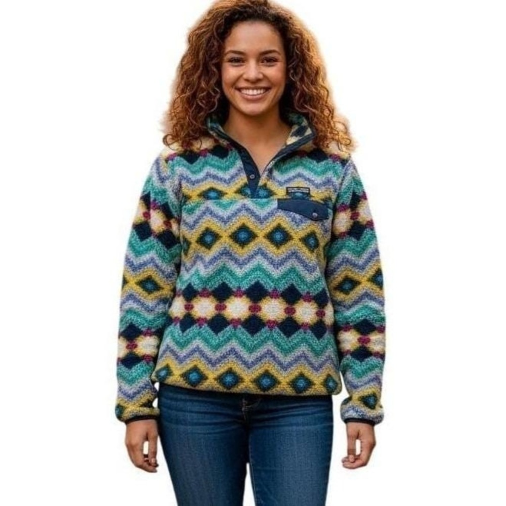 Patagonia Womens Synchilla Snap-T Fleece Pullover XXS Borealis Green‎ Geometric